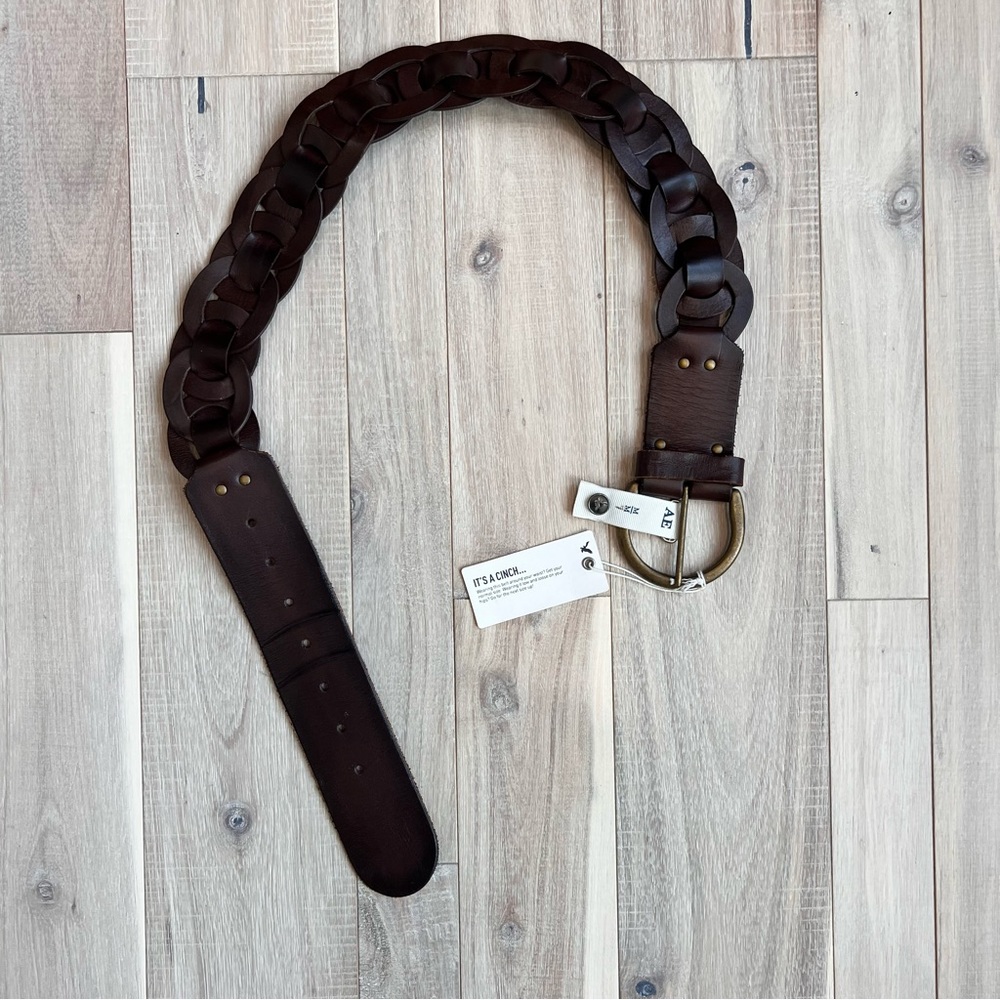 NWT American Eagle wide woven leather belt Medium